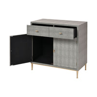 Sands Point 2-Door 2-Drawer Cabinet in Grey and Gold