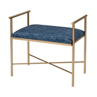 Blue Grand Bench in Navy Blue Chenille and Gold