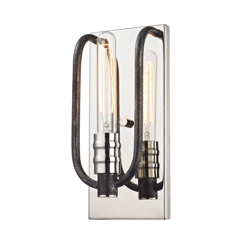 Continuum 1 Light Wall Sconce in Silvered Graphite with Polished Nickel Accents