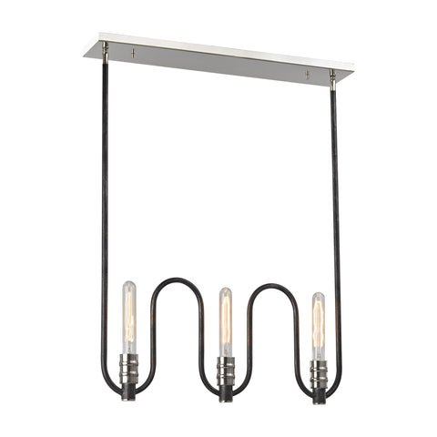 Continuum 6 Light Chandelier In Silvered Graphite With Polished Nickel Accents