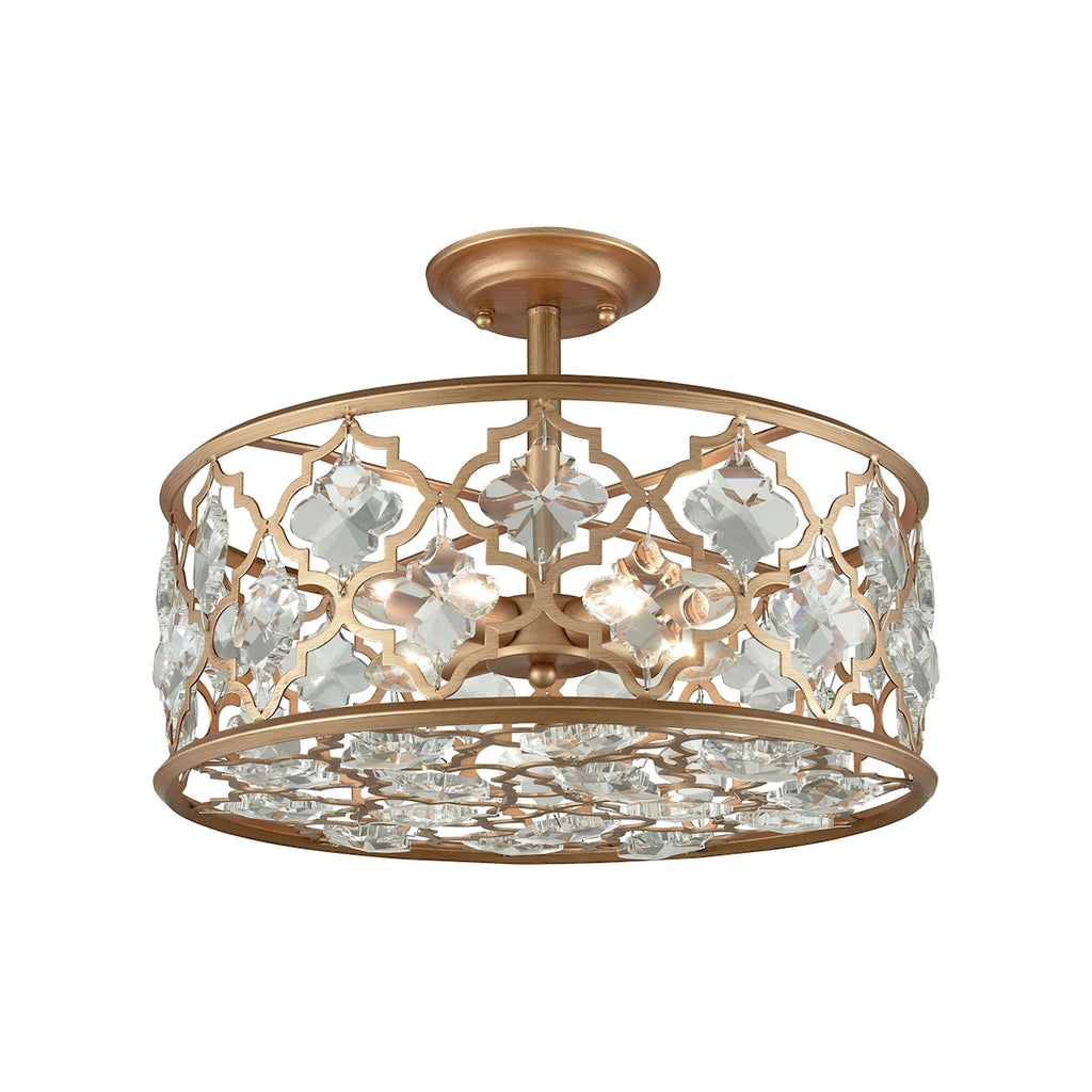 Armand 4 Light Semi Flush in Matte Gold with Clear Crystal