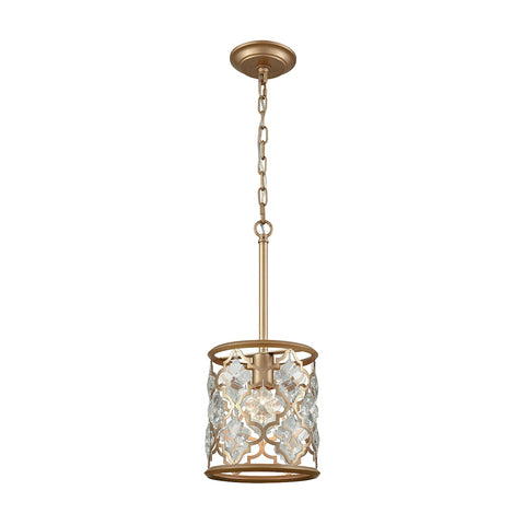 Armand 1 Light Pendant in Matte Gold with Clear Crystal
