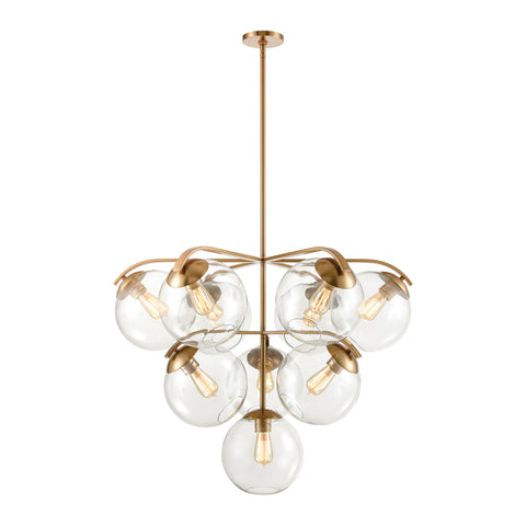 Collective 10-Light Chandelier in Satin Brass with Clear Glass