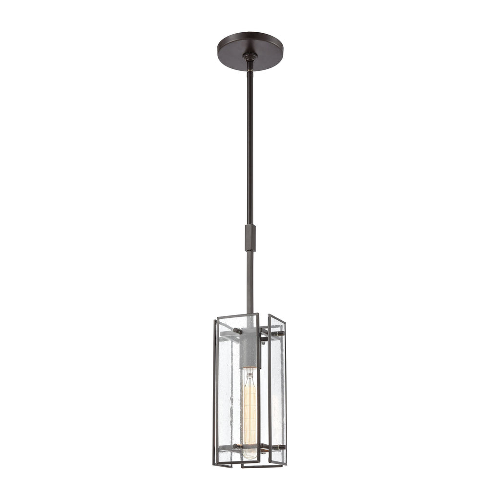 Hyde Park 1-Light Mini Pendant in Oil Rubbed Bronze with Seedy Glass