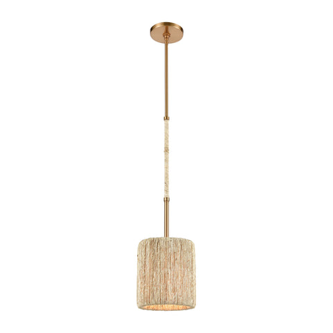 Abaca 1-Light Mini Pendant in Satin Brass with Abaca Rope