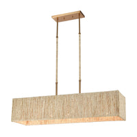 Abaca 5-Light Island Light in Satin Brass with Abaca Rope