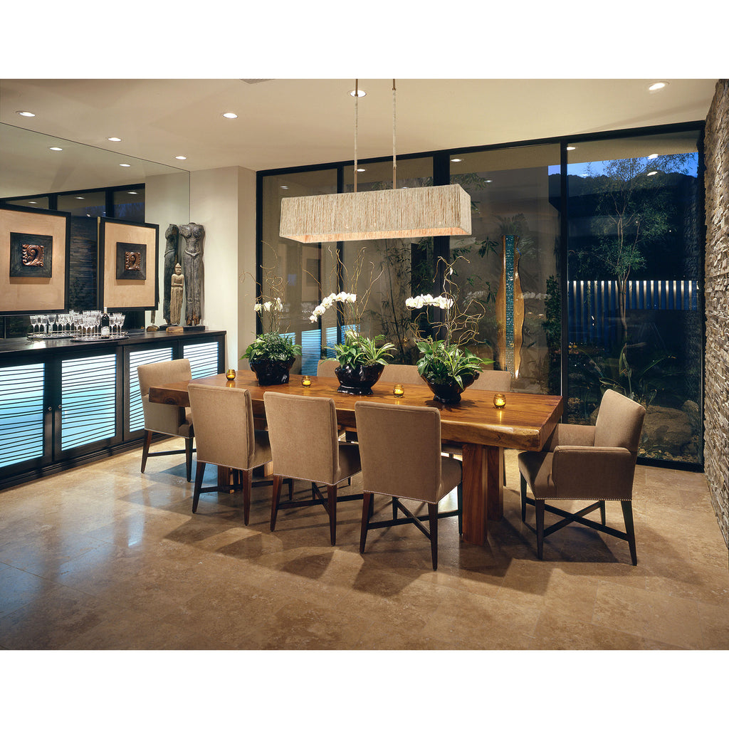 Abaca 5-Light Linear Chandelier in Satin Brass with Abaca Rope