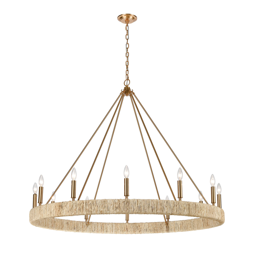 Abaca 12-Light Chandelier in Satin Brass