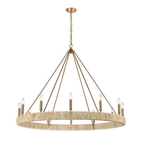 Abaca 12-Light Chandelier in Satin Brass