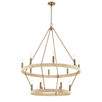 Abaca 36'' Wide 14-Light Chandelier - Satin Brass