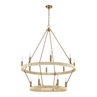 Abaca 36'' Wide 14-Light Chandelier - Satin Brass