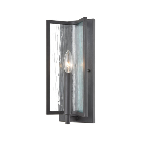 Inversion 1-Light Sconce in Charcoal with Textured Clear Glass