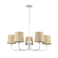 Abaca 34'' Wide 5-Light Chandelier - Textured White