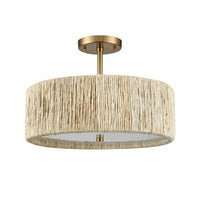 Abaca 16.75'' Wide 3-Light Semi Flush Mount - Satin Brass