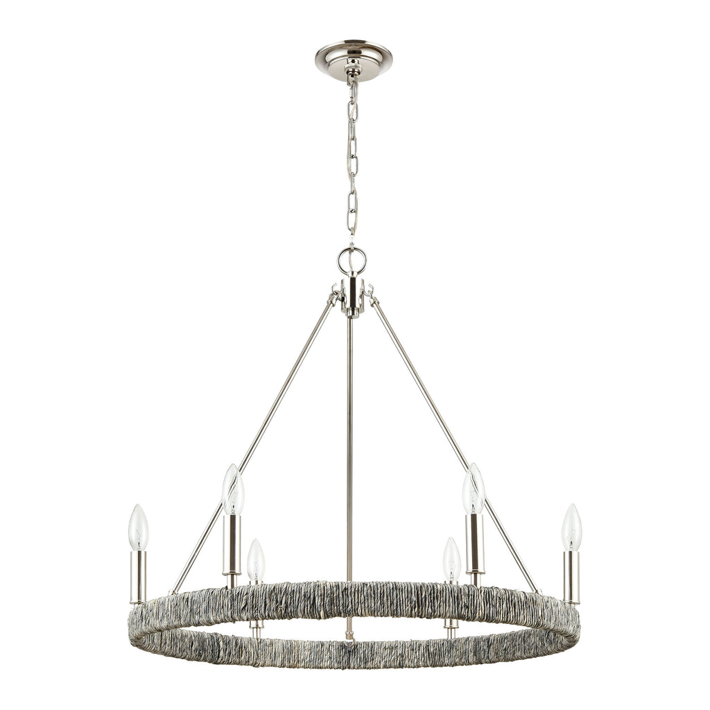 Abaca 27'' Wide 6-Light Chandelier - Polished Nickel