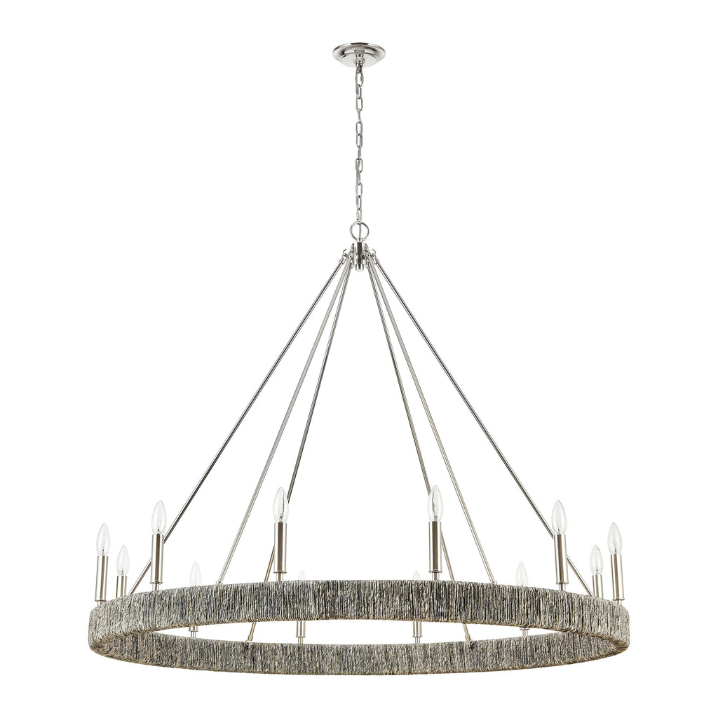 Abaca 48'' Wide 12-Light Chandelier - Polished Nickel