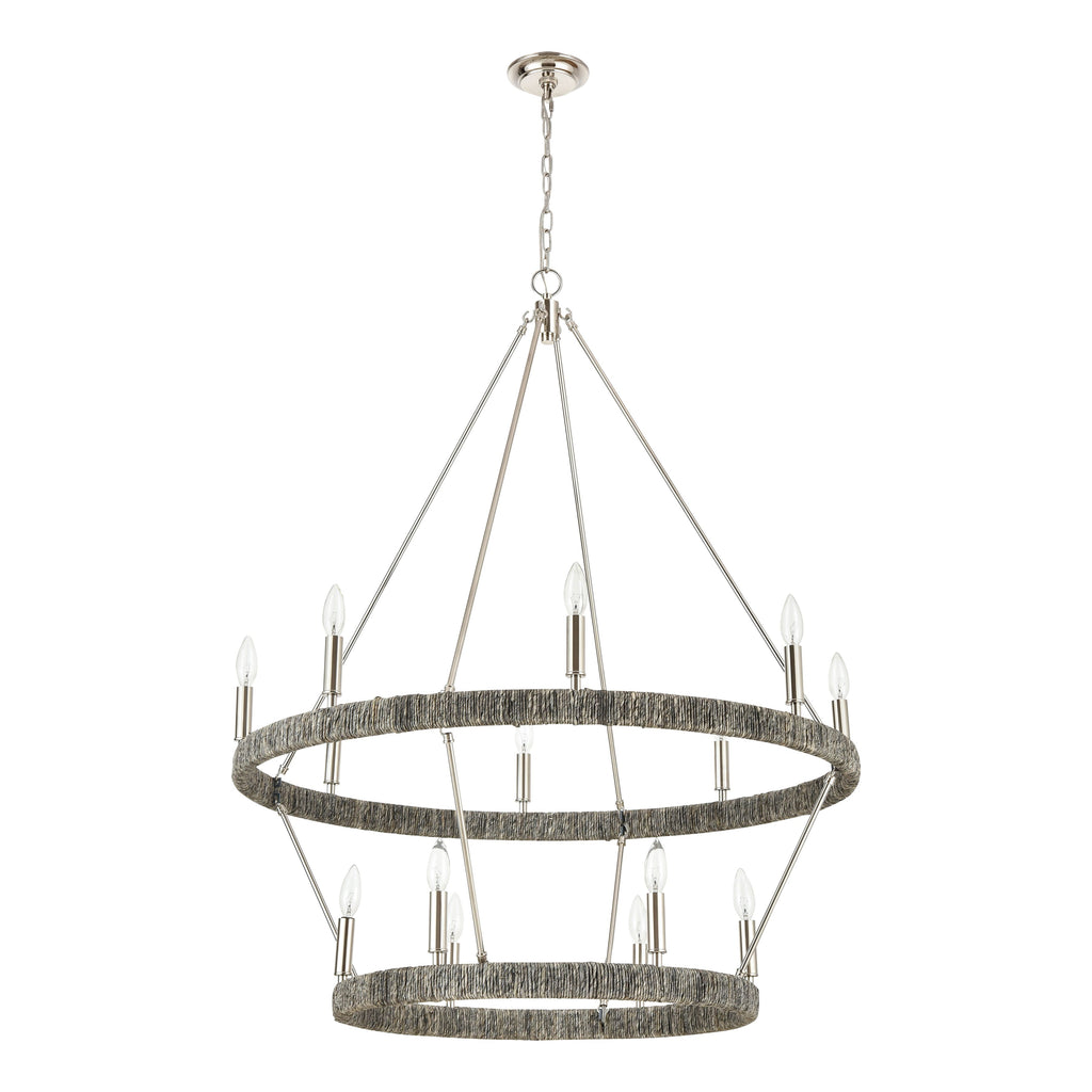 Abaca 36'' Wide 14-Light Chandelier - Polished Nickel