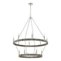 Abaca 36'' Wide 14-Light Chandelier - Polished Nickel