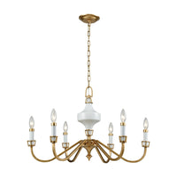 Ceramique 6 Chandelier Antique Gold Leaf