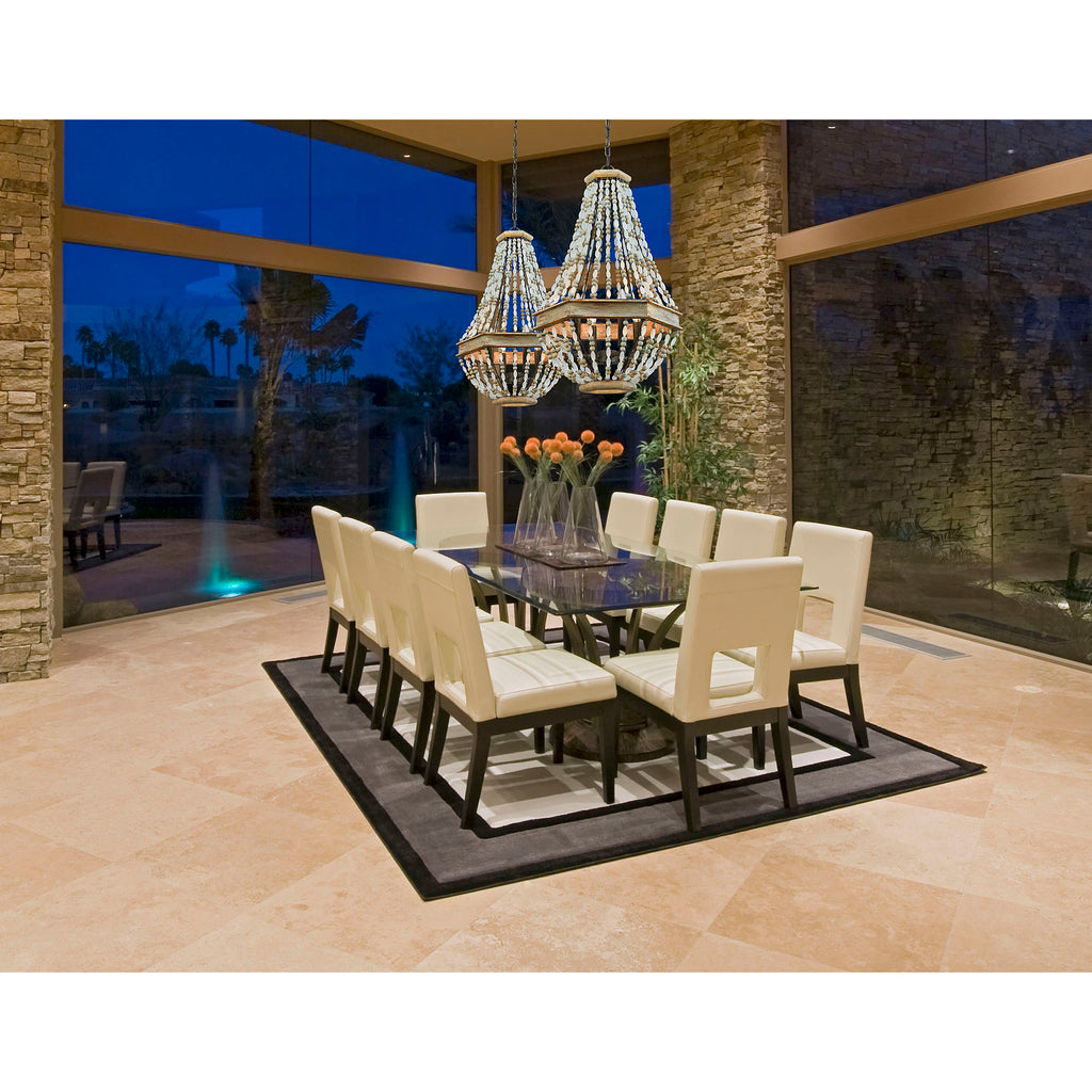 Summerton 4-Light Chandelier in Washed Gray and Malted Rust with Strung Beads