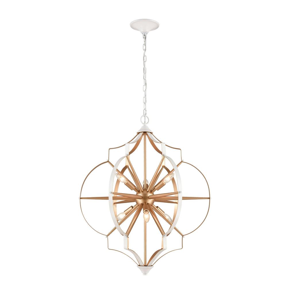 Laguna Beach 6-Light Chandelier in Gold and White