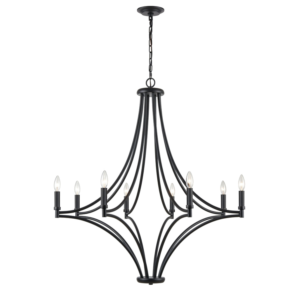 Spanish Villa 36'' Wide 8-Light Chandelier - Charcoal