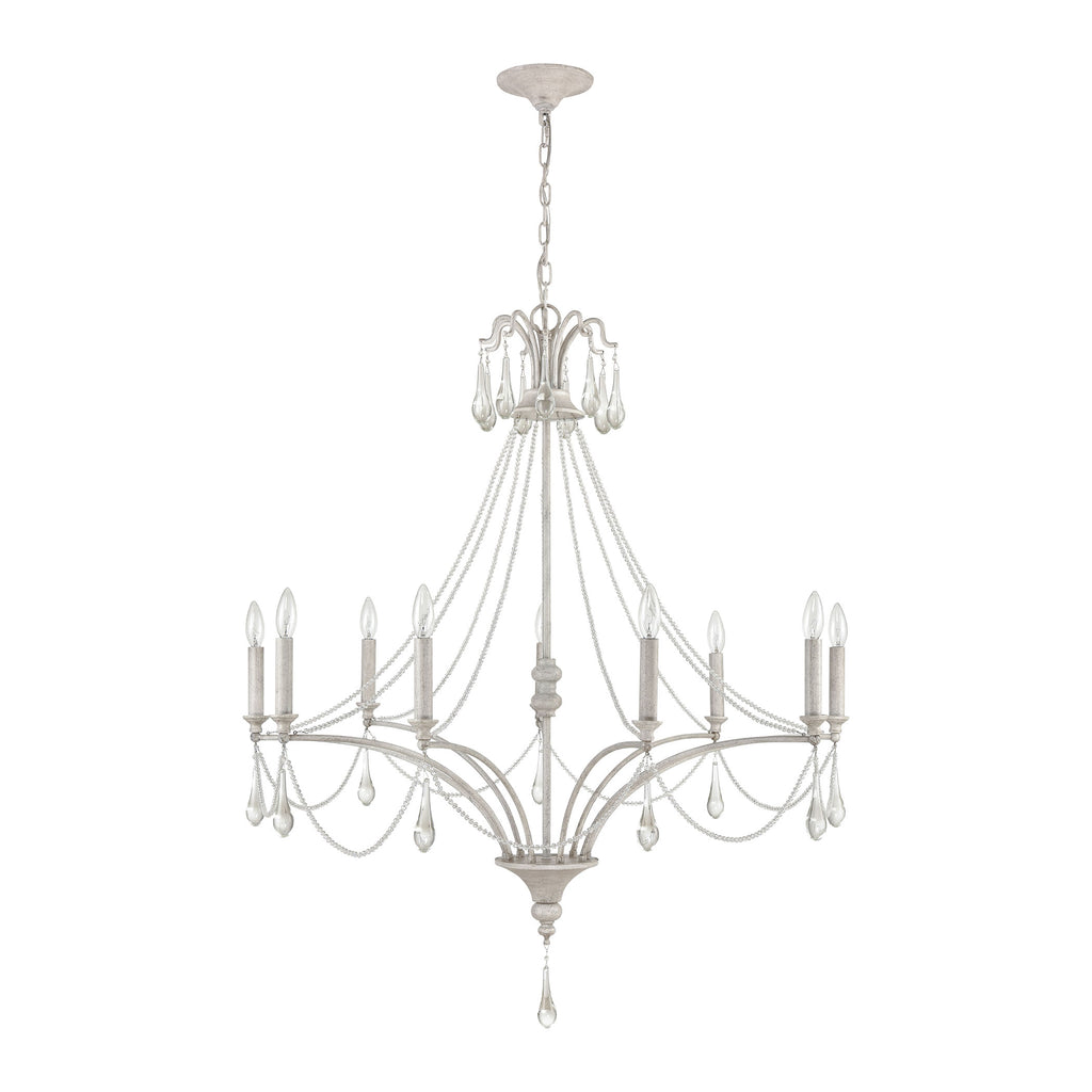 French Parlor 38'' Wide 9-Light Chandelier - Vintage White