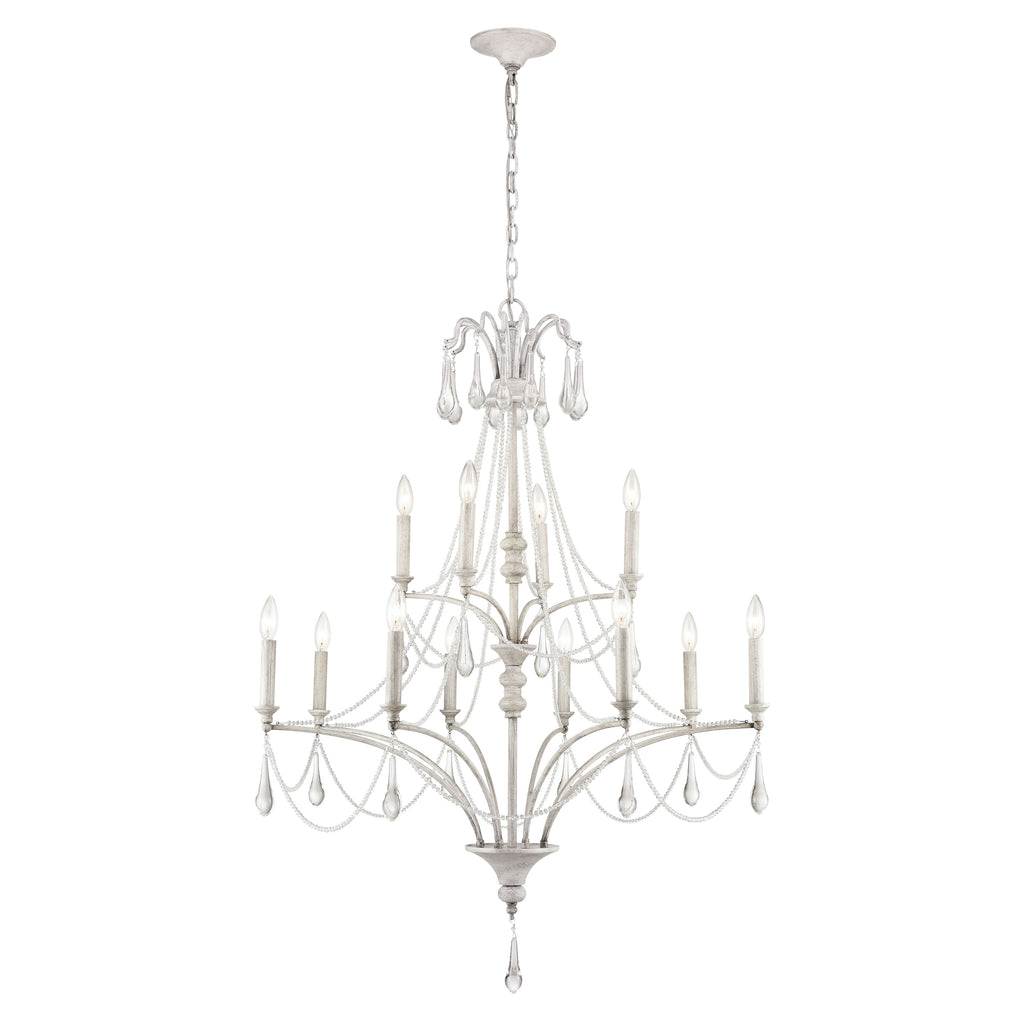 French Parlor 36'' Wide 12-Light Chandelier - Vintage White