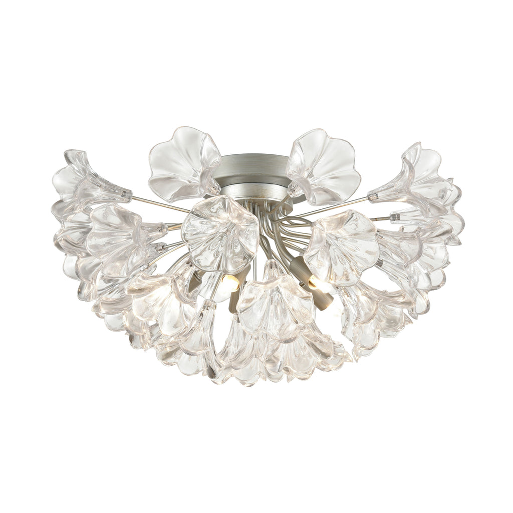 Celene 19'' Wide 5-Light Semi Flush Mount - Aged Silver