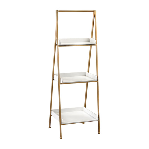 Kline Accent Shelf in White and Gold