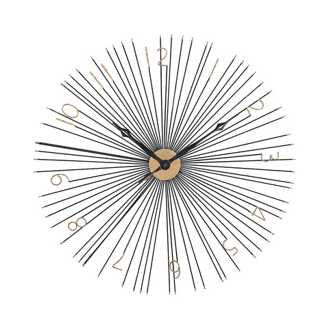 Shockfront Black and Gold 36-Inch Metal Wall Clock