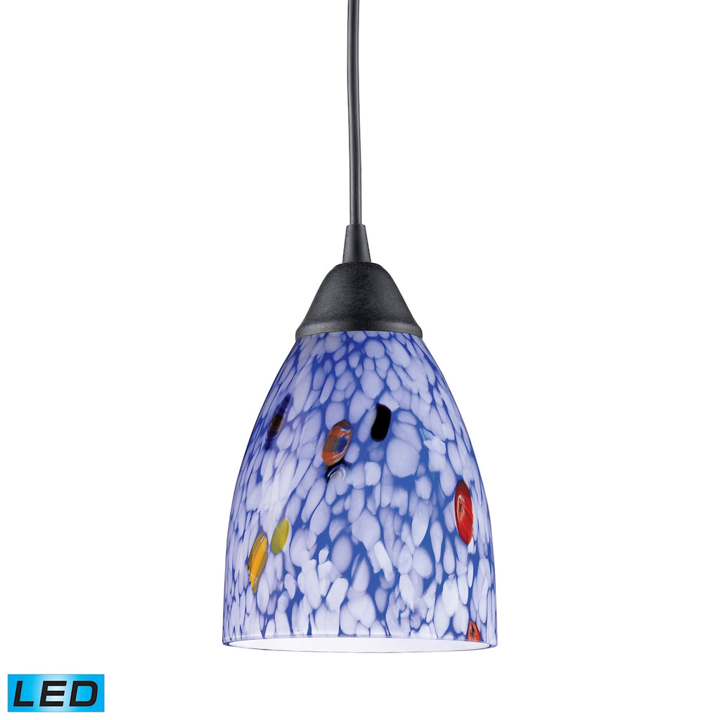 1 Light Pendant in Dark Rust and Starlight Blue Glass - LED Offering Up To 800 Lumens (60 Watt Equiv