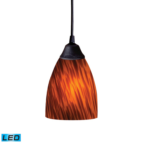 1 Light Pendant in Dark Rust and Espresso Glass - LED Offering Up To 800 Lumens (60 Watt Equivalent)