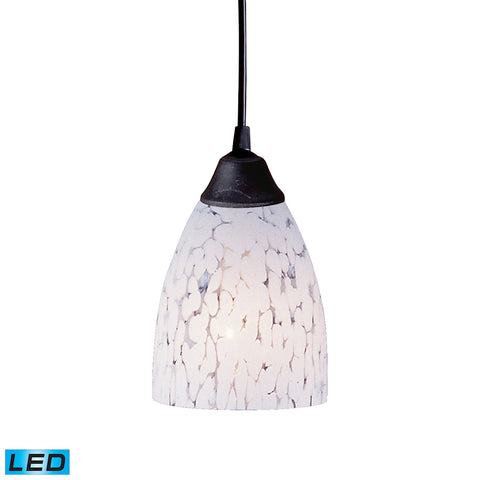 1 Light Pendant in Dark Rust and Show White Glass - LED Offering Up To 800 Lumens (60 Watt Equivalen