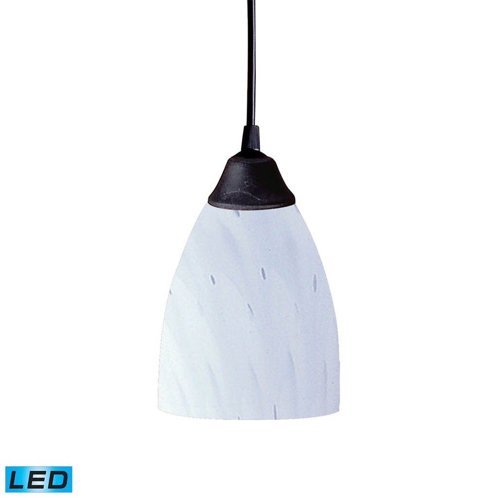 1 Light Pendant in Dark Rust and Simply White Glass - LED Offering Up To 800 Lumens (60 Watt Equival