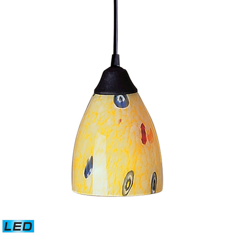 1 Light Pendant in Dark Rust and Yellow Blaze Glass - LED Offering Up To 800 Lumens (60 Watt Equival