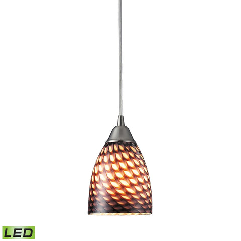 1 Light Pendant in Satin Nickel and Coco Glass - LED Offering Up To 800 Lumens (60 Watt Equivalent)
