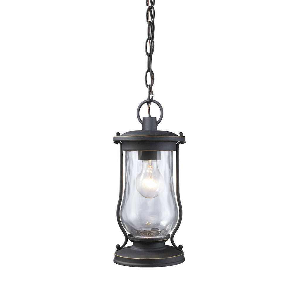 Farmstead 1-Light Outdoor Pendant in Matte Black