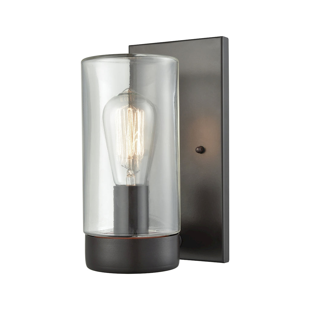Ambler 1-Light Outdoor Wall Sconce in Oil Rubbed Bronze with Clear Glass - Small