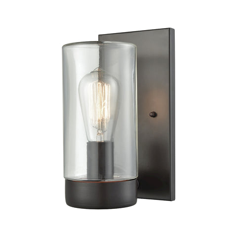 Ambler 1-Light Outdoor Wall Sconce in Oil Rubbed Bronze with Clear Glass - Small