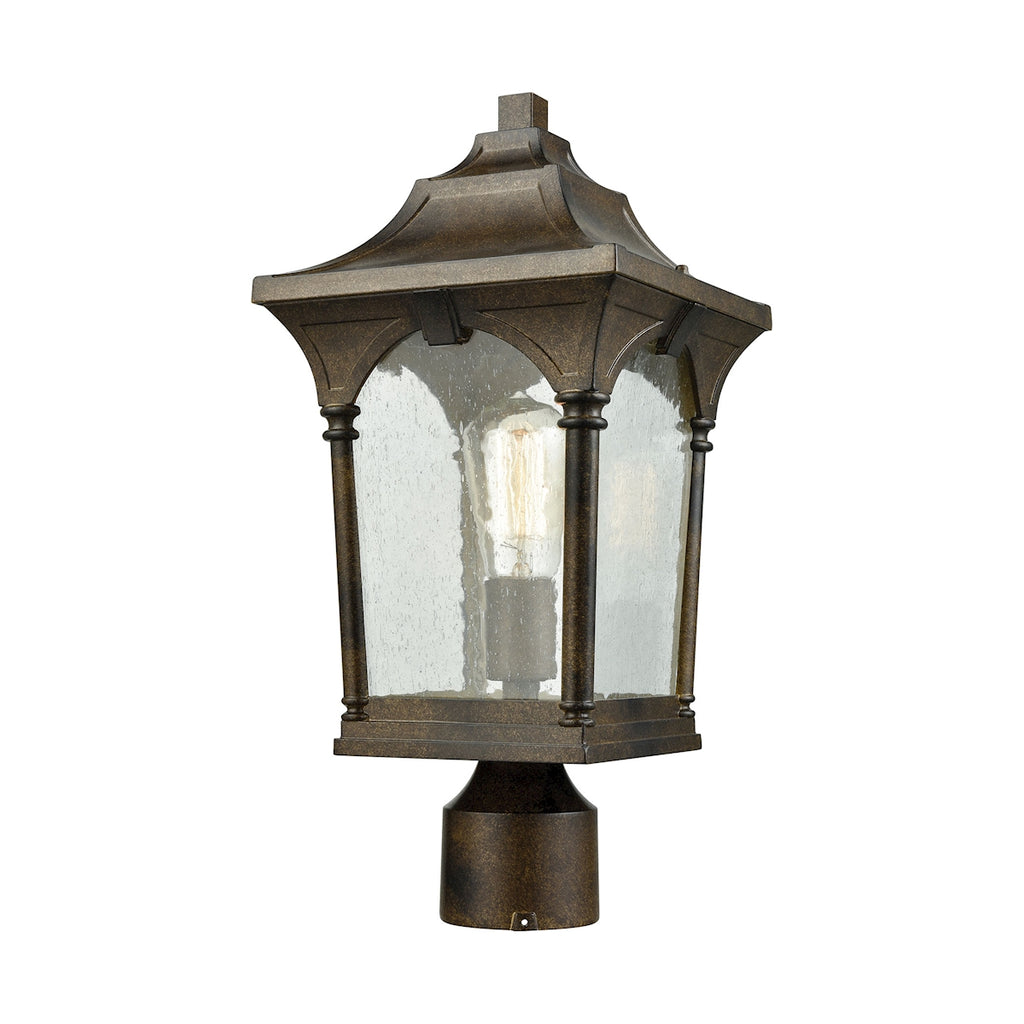 Loringdale 1 Light Outdoor Post Mount in Hazelnut Bronze with Clear Seedy Glass