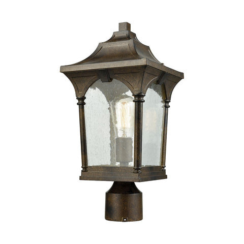 Loringdale 1 Light Outdoor Post Mount in Hazelnut Bronze with Clear Seedy Glass