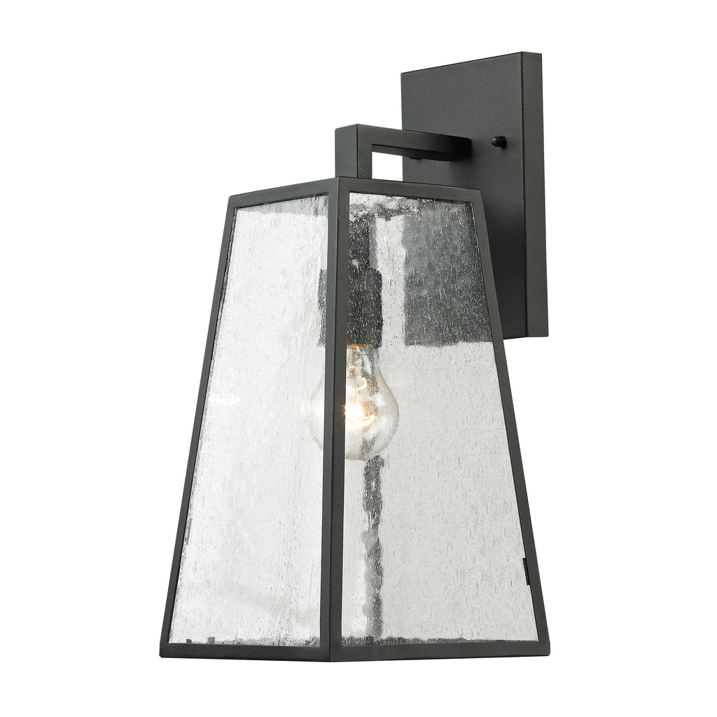 Meditterano Collection 1-Light Outdoor Sconce in Textured Matte Black - Large