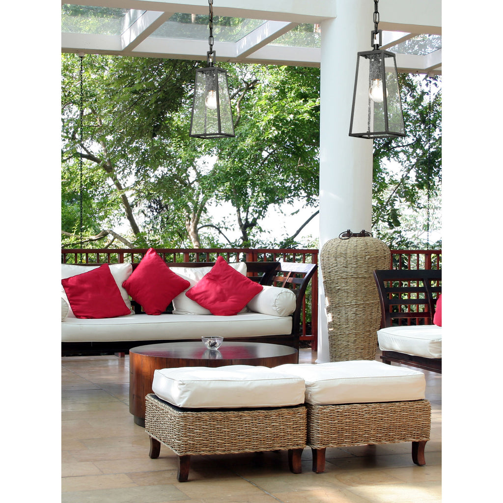 Meditterano 1-Light Outdoor Pendant in Matte Black
