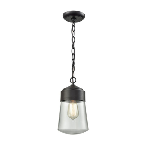 Mullen Gate 1 Light Outdoor Pendant in Oil Rubbed Bronze with Clear Glass