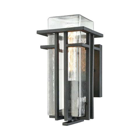 Croftwell 1-Light Outdoor Wall Sconce in Textured Matte Black with Clear Glass