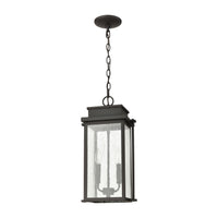 Braddock 2-Light Outdoor Pendant in Architectural Bronze with Seedy Glass Enclosure