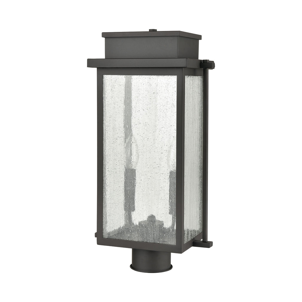 Braddock 2-Light Outdoor Post Mount in Architectural Bronze with Seedy Glass Enclosure