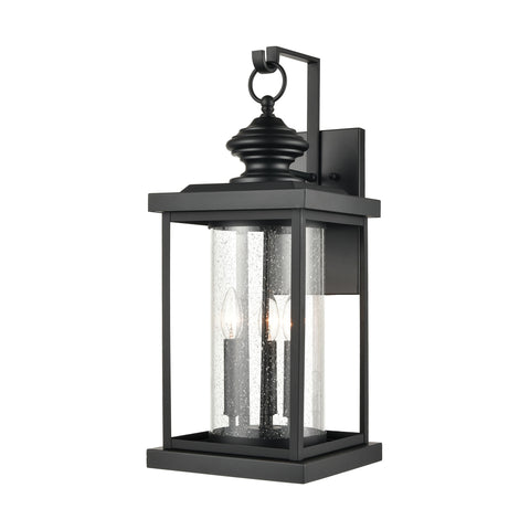 Minersville 3-Light Outdoor Sconce in Matte Black with Antique Speckled Glass