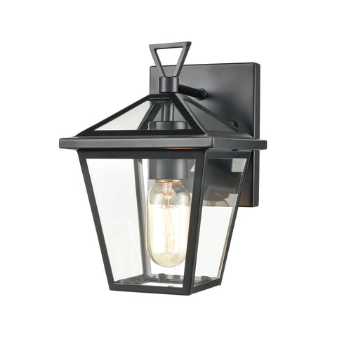 Main Street 1-Light Outdoor Sconce in Black with Clear Glass Enclosure